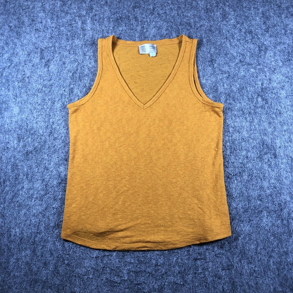 Saturday Sunday Tank Top Womens M Yellow V Neck Sleeveless Jersey